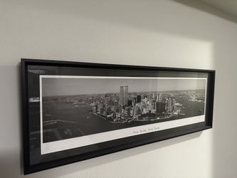 NYC Manhattan Skyline Black And White Vintage Twin Towers