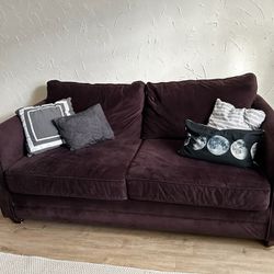 Purple Velvet Pull Out Couch 