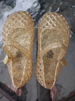 Jelly Shoes, Size 5, Gold Glitter
