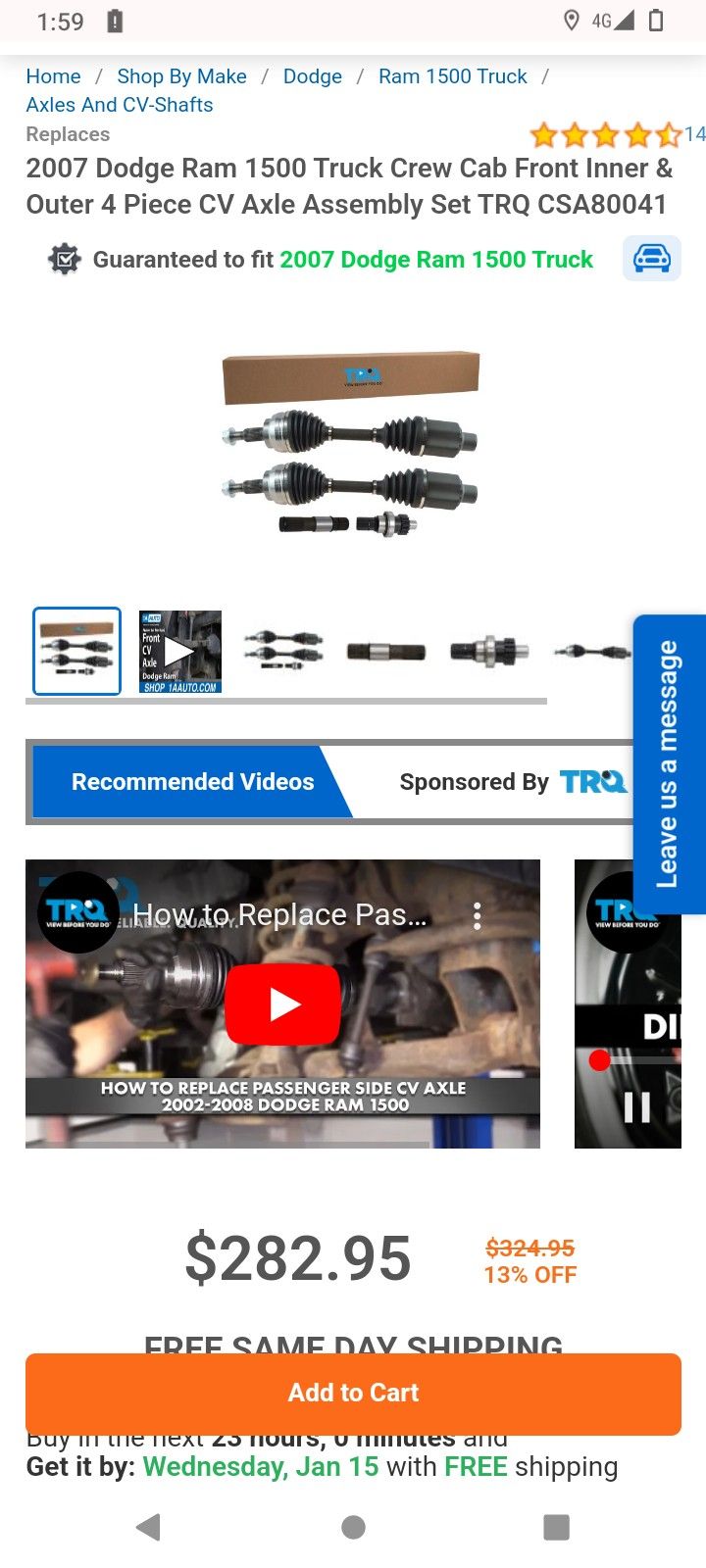 Front Axles 07 Dodge Ram 1500 5.7 Hemi