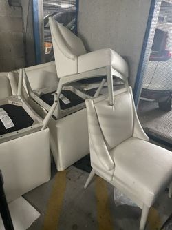 White Leather Designer Chairs
