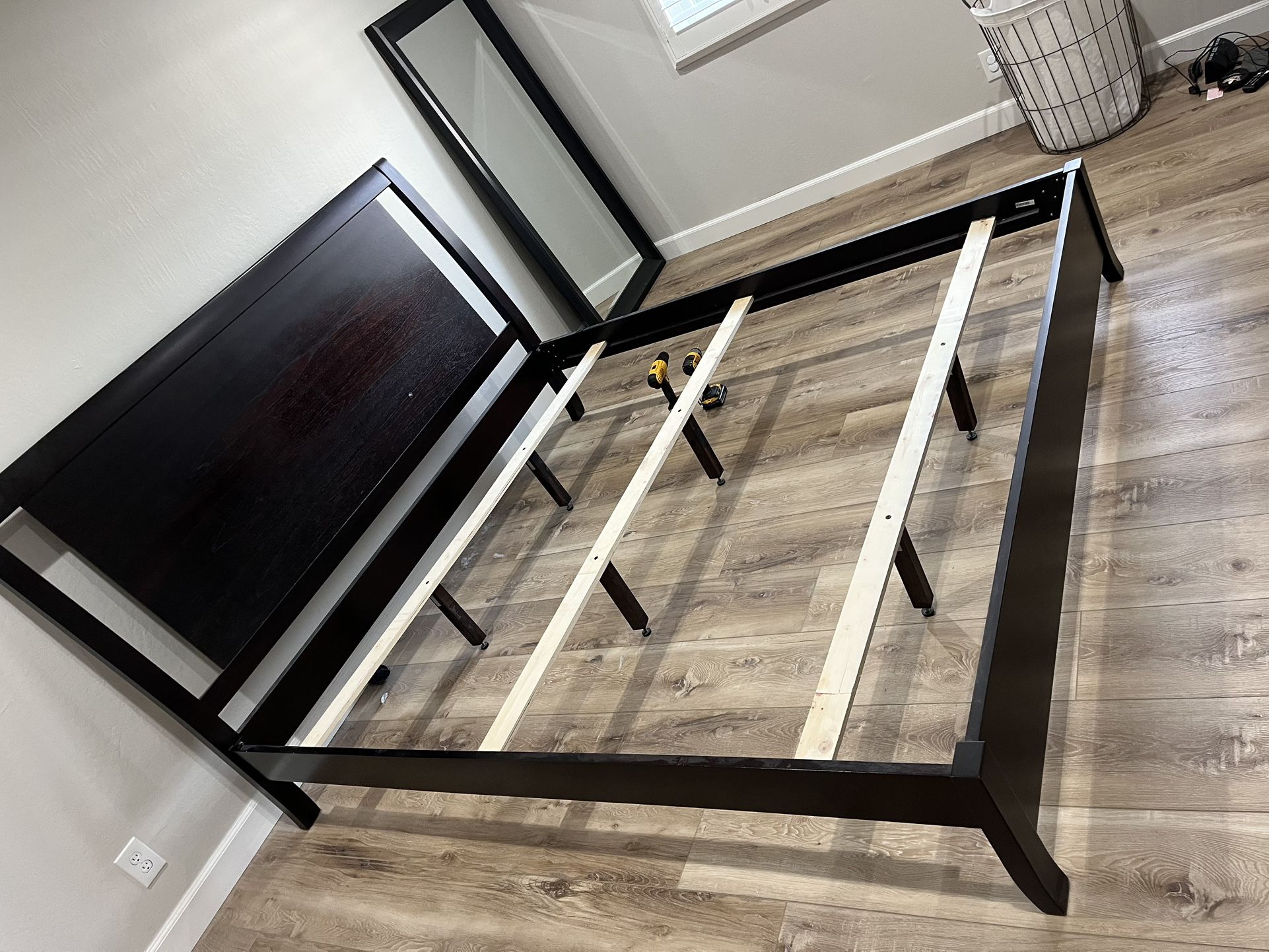 King size bed frame and box springs 