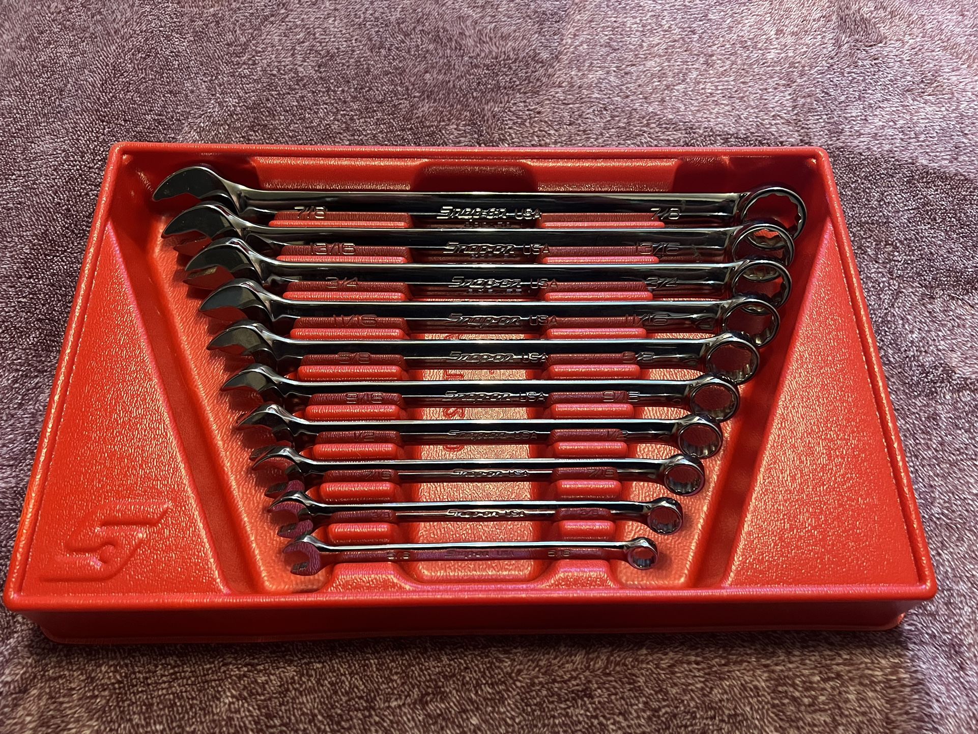 Snap-On 10 pc 12-Point SAE Flank Drive Plus Combination Wrench Set (5/16, 3/8-7/8") Snap-On# SOEX710