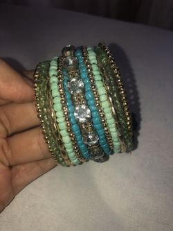 Rhinestone and blue bracelet