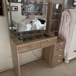 Vanity Desk with Mirror and Lights 