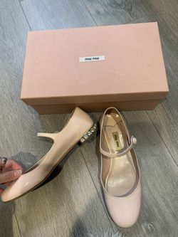 Miu miu rhinestone mary jane flats