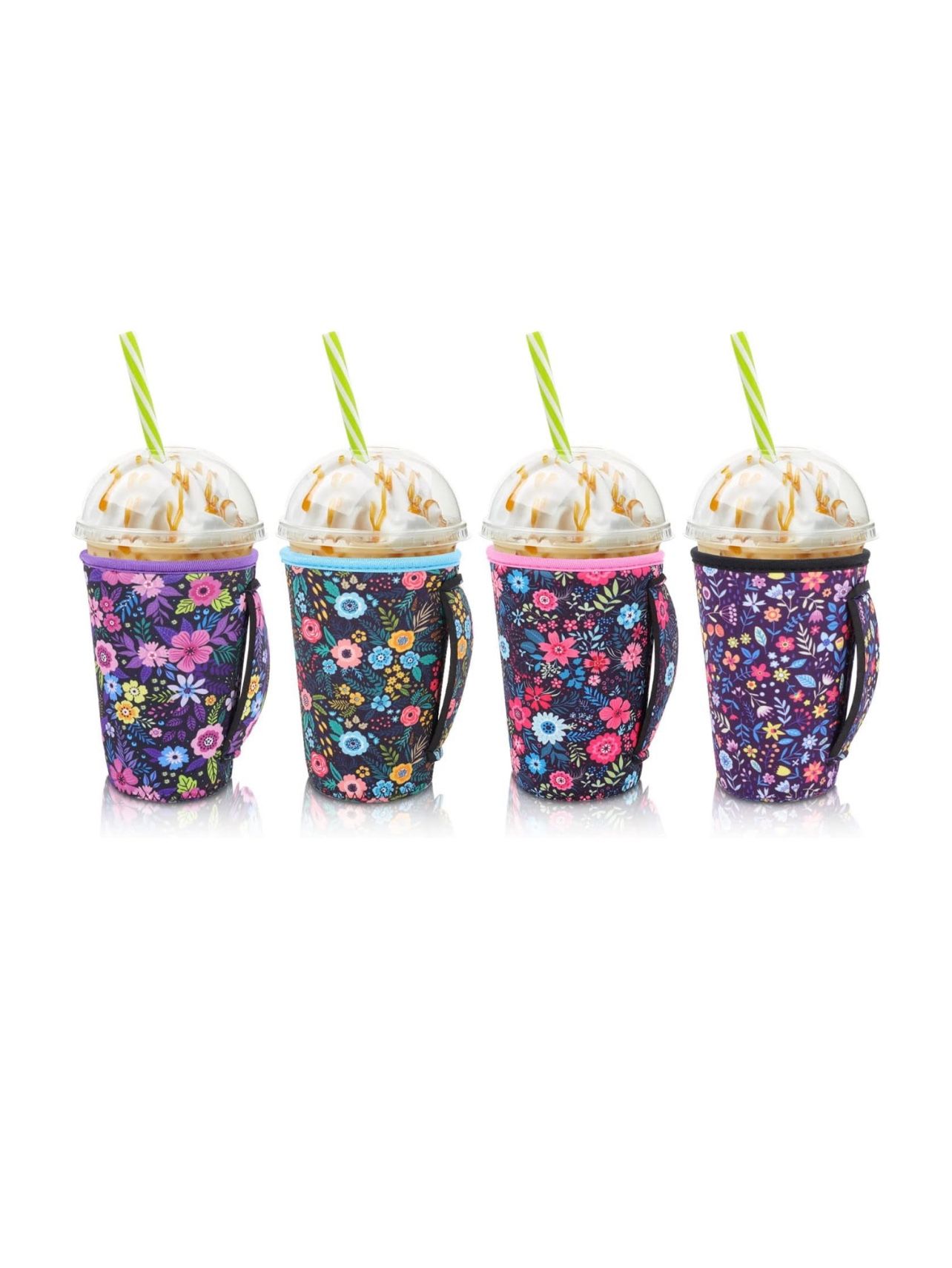 4Pack Reusable Iced Coffee Sleeve Insulator Sleeves for Cold Drinks Beverages