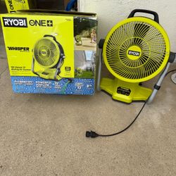 RYOBI ONE+ 18V Cordless Hybrid WHISPER SERIES 12 in. Misting Air Cannon Fan (Tool Only)