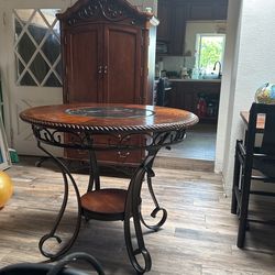 Wood and Metal Table, Entertainment Cabinet