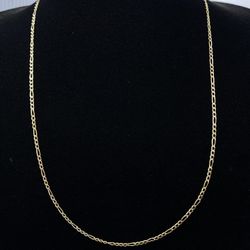 $225 Two Tone Gold Figaro Chain Necklace 