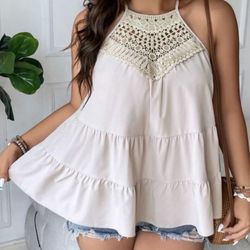 New  Plus size ruffle hem halter top
