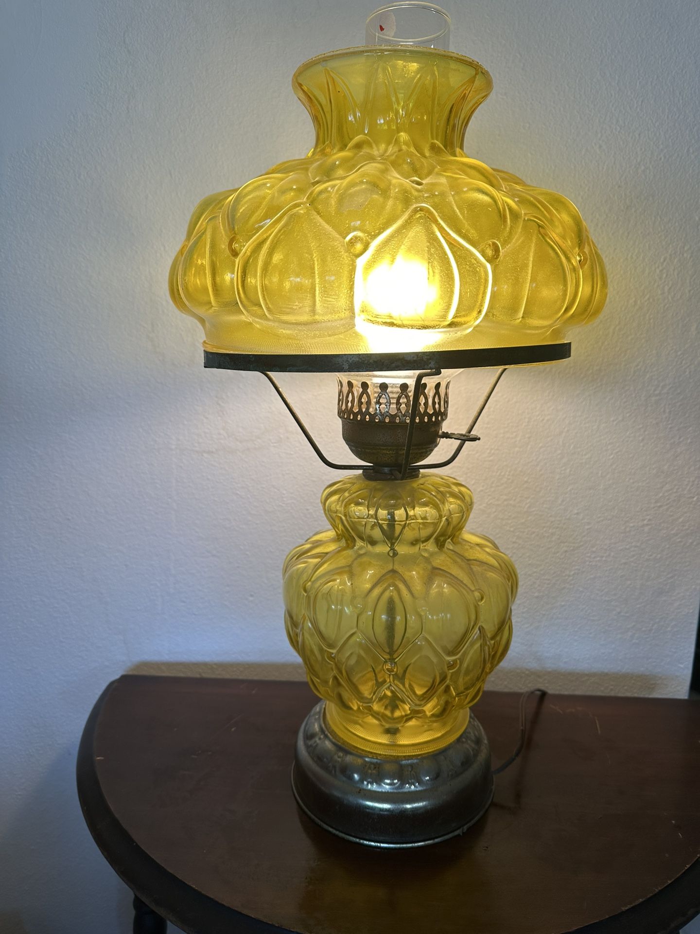 Vintage Yellow Glass Light  21” H