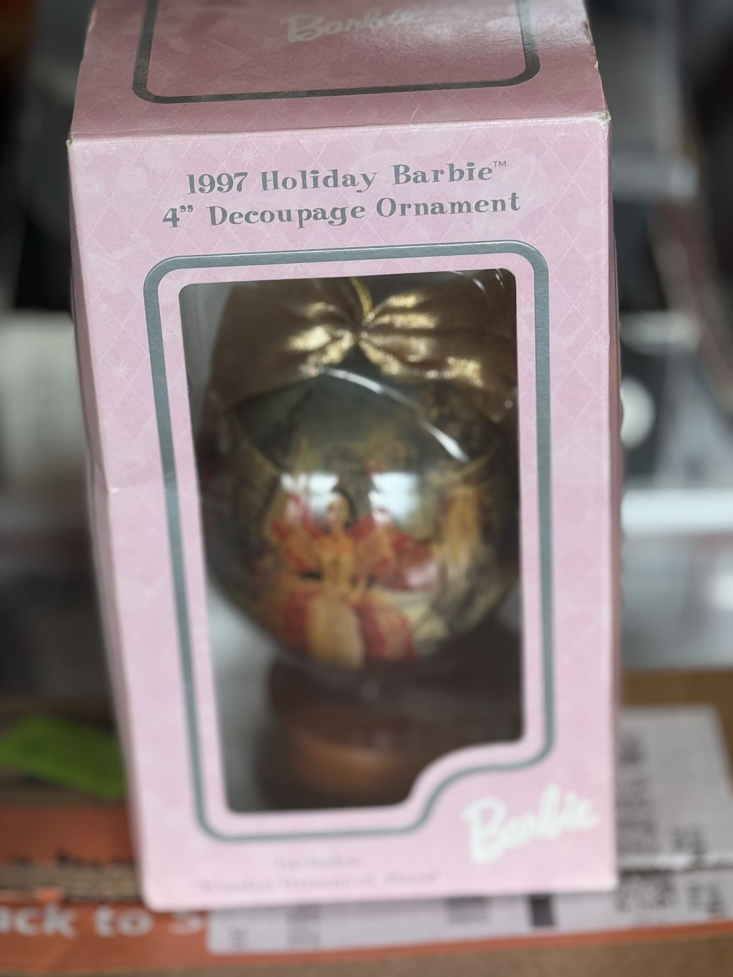Barbie  Decoupage Ball Ornament - 1997 Holiday Doll Ornament 