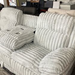 New Fluffy Corduroy Recliner Couch On Sale / Free Delivery 