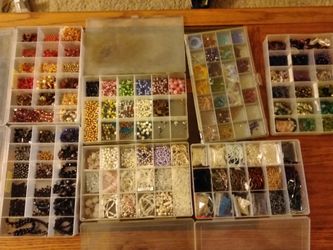 Large assortment of Quality Beads including Glass, Rock, Semi- Precious Stones, etc.