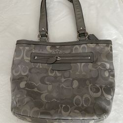 Gray Jacquard Coach Bag