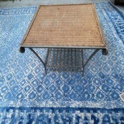 Wicker top, iron base side table