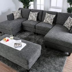 Brand New Grey Sectional Sofa w Ottoman 