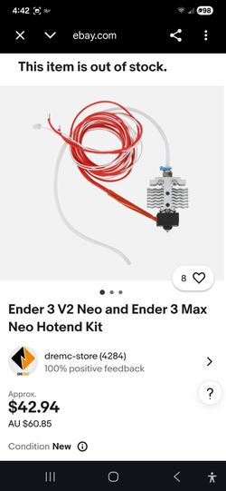 Ender 3 neo 3d printer new hot end with wires complete