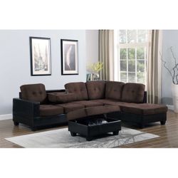 3pcs Sectional with Storage Ottoman