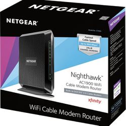 NETGEAR - Nighthawk AC1900 Router with DOCSIS 3.0 Cable Modem – Black 