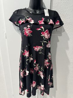 Girls Black Floral Ruffle Dress Brand New From Children’s Place Size L. 