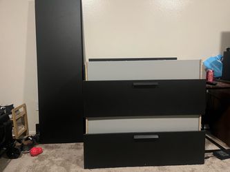 Full bedframe, mostly assembled with built in 4 drawers