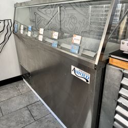 Stainless Steel Ice Cream Dipping Cabinet - 12 Tub Commercial Display Freezer