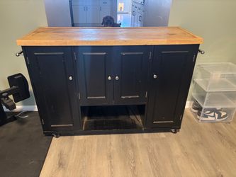 Rolling Kitchen Island with Butcher Block Top