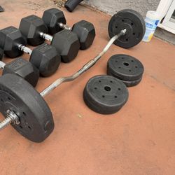 Curl Bar With Weights 