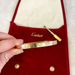 Auth Cartier 18Kt Gold Love Bracelet Screw Motif