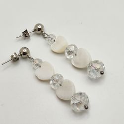 White Heart Earrings