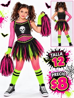 Girls Halloween Punk Cheerleader Costume Size 12