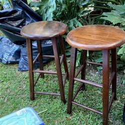 Two Wooden Bar Stools