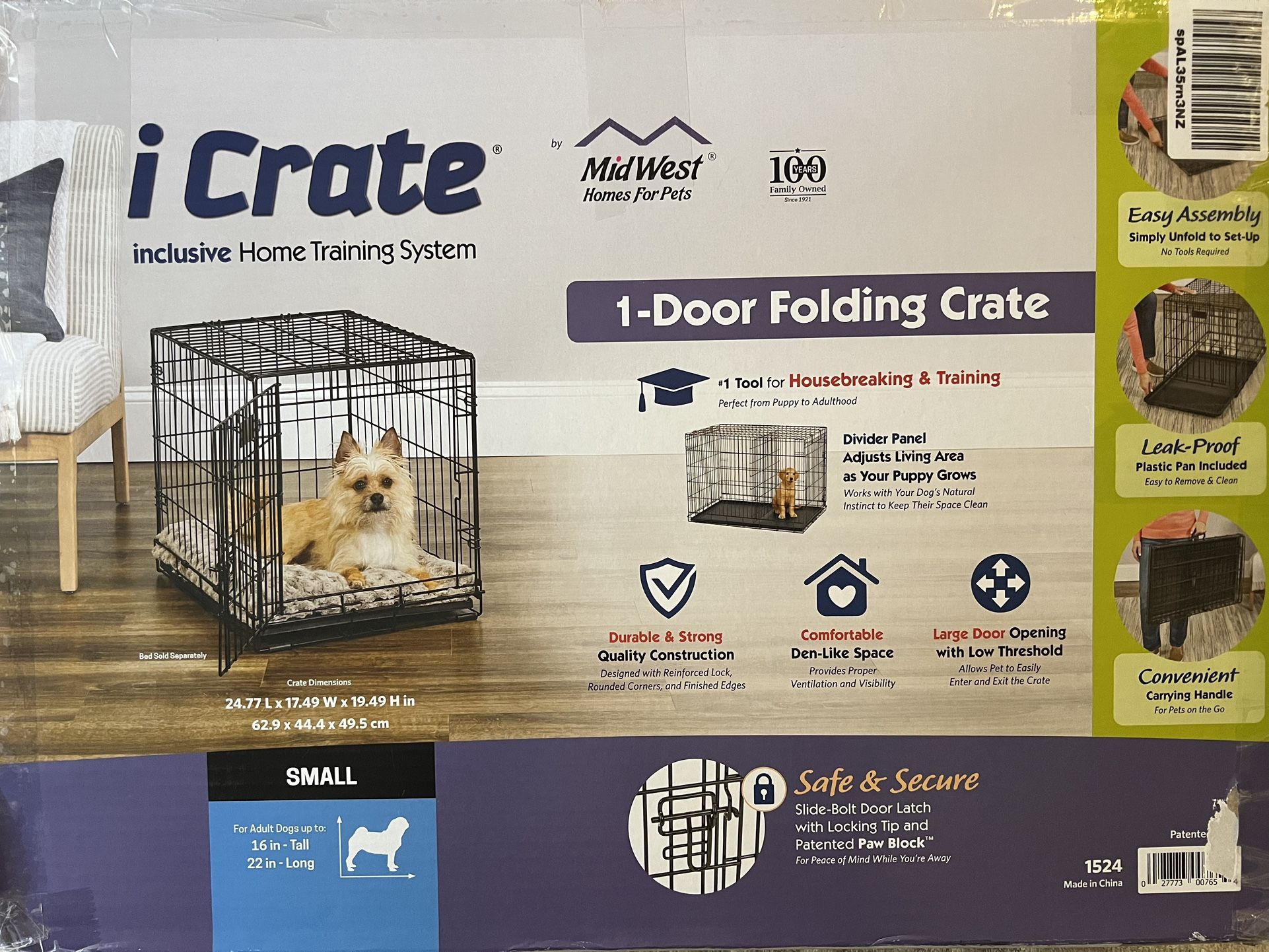 New 1-Door Folding Dog Crate