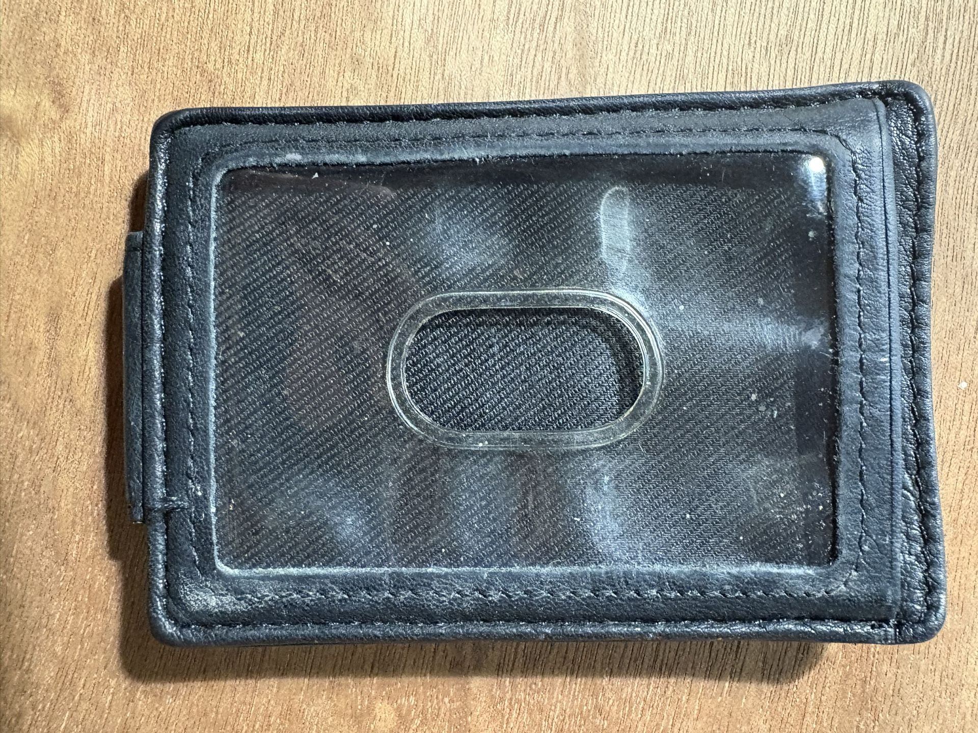 Fossil Black Leather Magnetic Card Case Money Clip Wallet