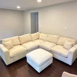 Beige Corduroy Sectional NEW! - Delivery Available