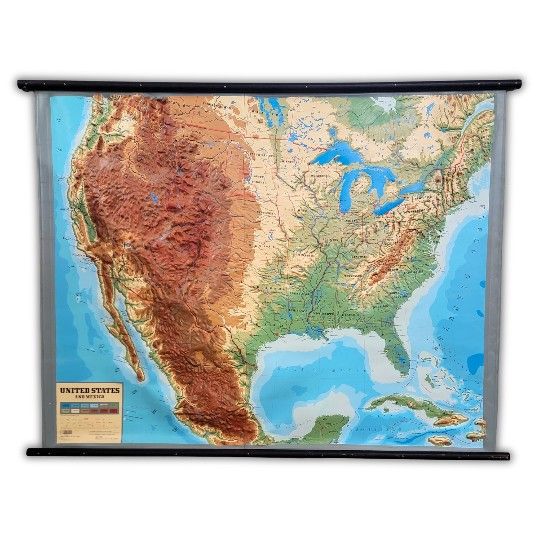 Swiss Six Foot Rubberized Relief Map of the US and Mexico