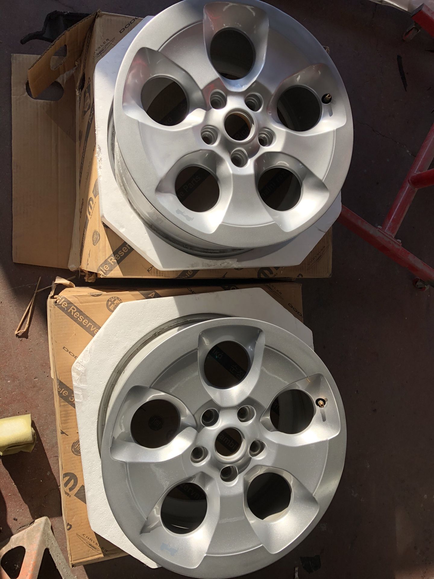 2015 Wrangler OEM wheel 15” x 7.5” with Jeep logo 5 spoke