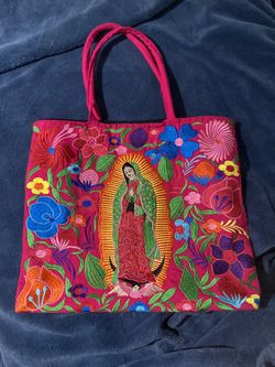 Embroidered Virgin Mary Tote Bag