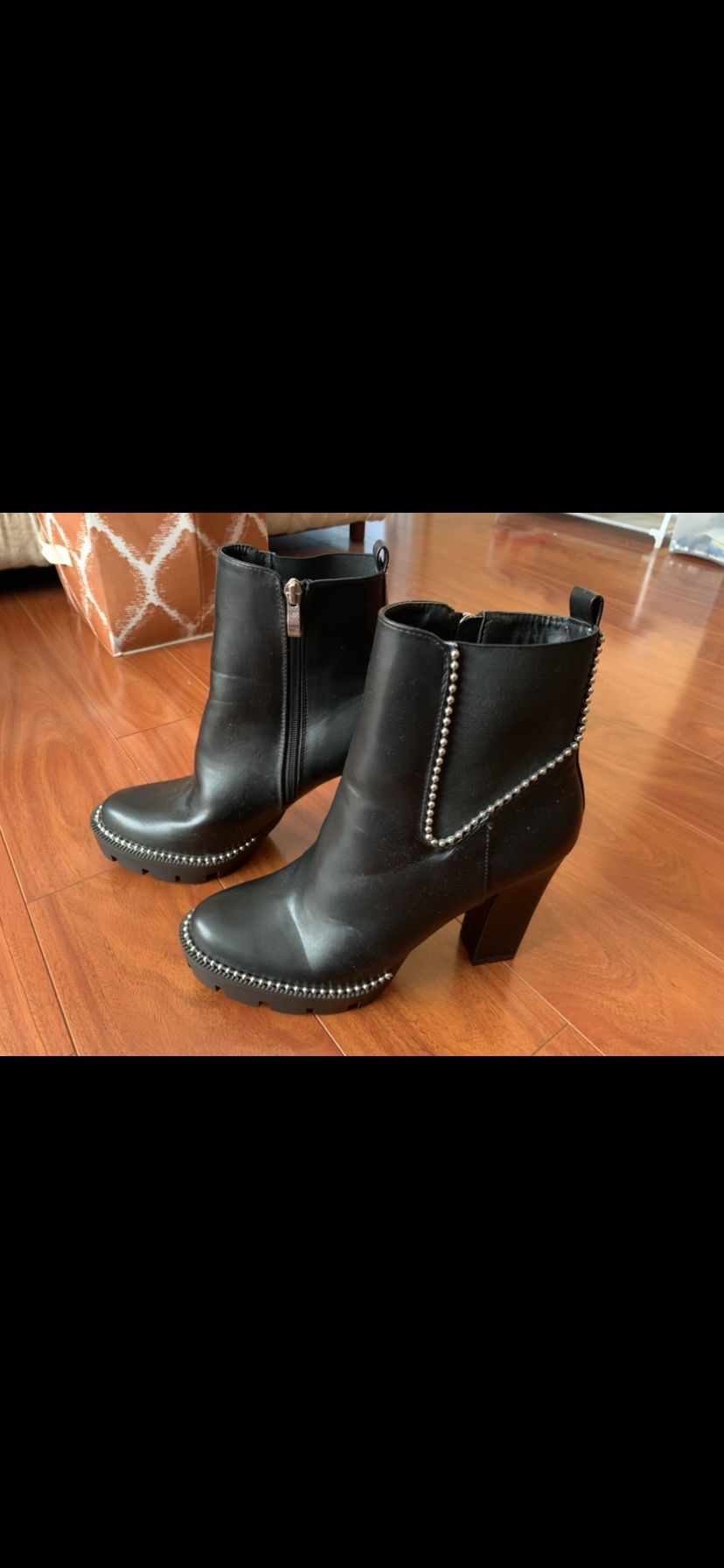 Black Ankle High Heel Booties