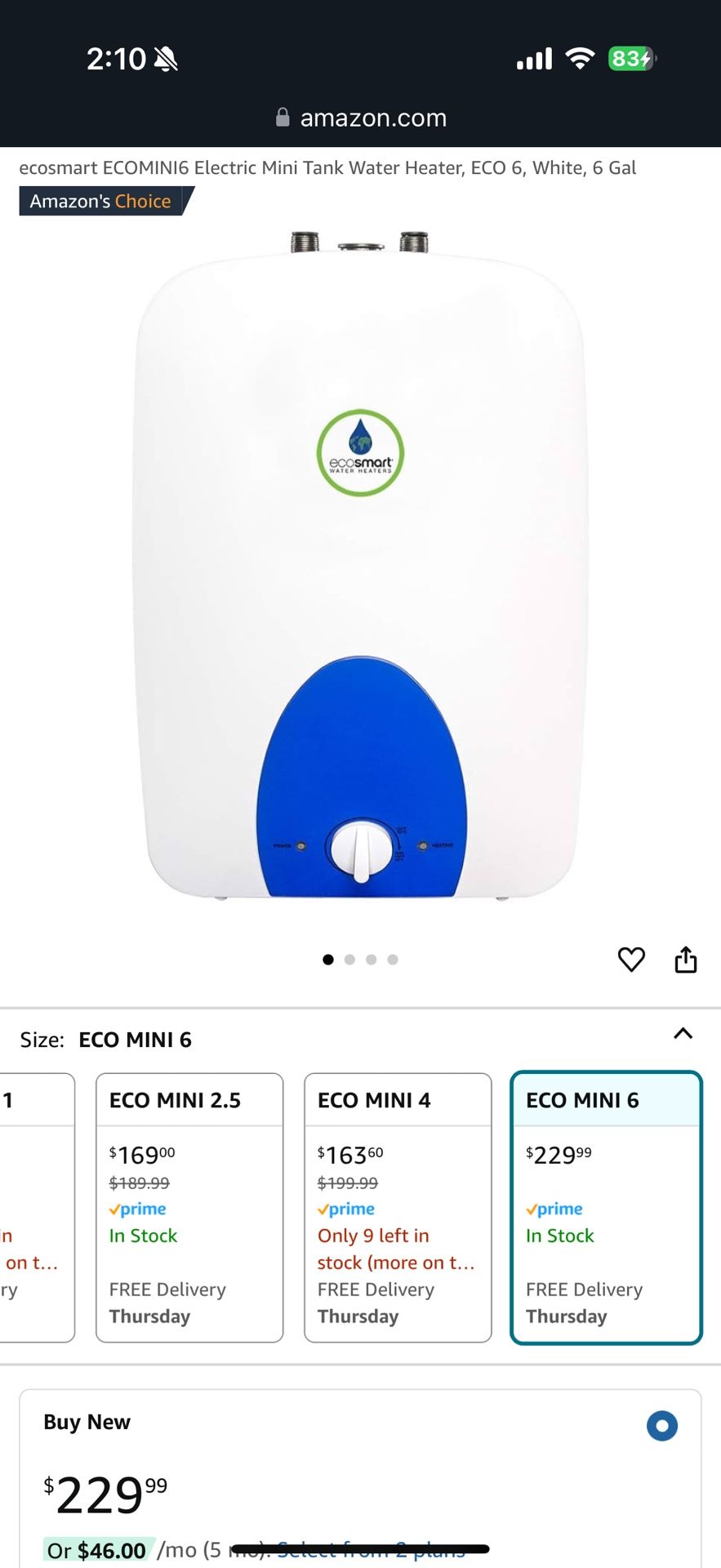 ecosmart ECOMINI6 Electric Mini Tank Water Heater