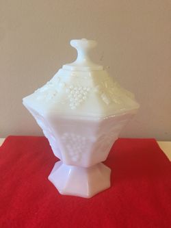 Vintage Milk Glass Covered Dish