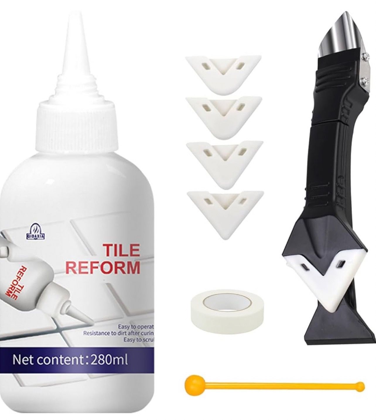 9.85 oz White Waterproof Silicone Caulk & Sealant Kit for Bathroom, Shower, Kitchen, Floors with Caulk Tools