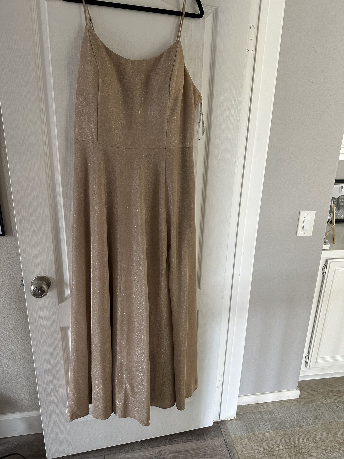Champagne, Light Gold Glitter Bridesmaid Dress Size 22