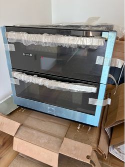 GE Profile 30 inch Double Electric Wall Oven with Air Fry Self + Steam Cleaning Stainless Steel