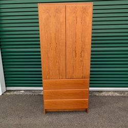 Danish teak and veneer tall armoire wardrobe cabinet Mid Century Modern Style