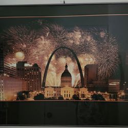St Louis City Skyline Riverfront Fireworks Display