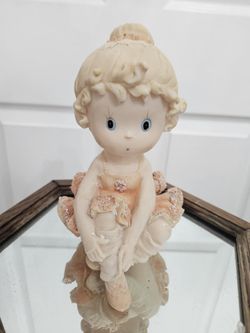 Ballerina Vintage Resin Figurine Shelf Sitter Blonde Hair Orange Dress Endearing
slimmycat
