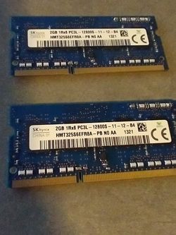 4 GB = 2 x 2 GB 1Rx8 PC3L 12800S RAM